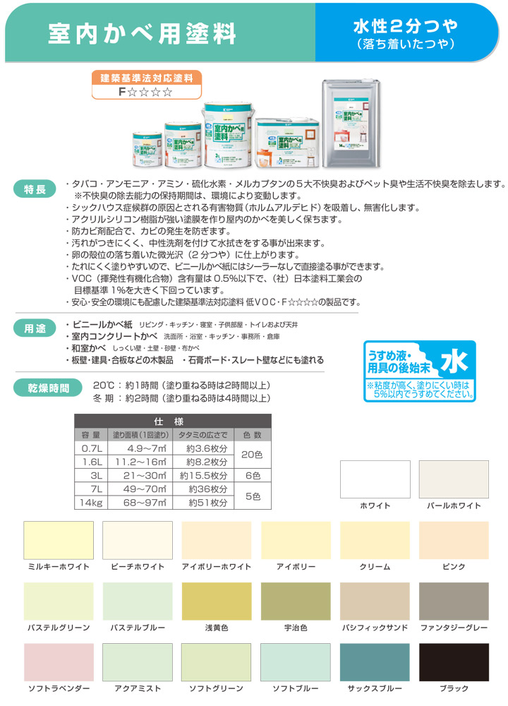 室内かべ用塗料の特長