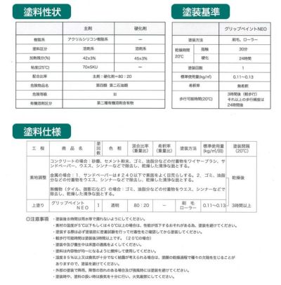 グリップペイントNEO　透明　1kgセット （シンロイヒ/溶剤2液/ノンスリップクリヤー塗料） 