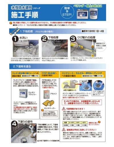 水性防水塗料 水性下塗りタイプ　8m2セット上塗りグレー