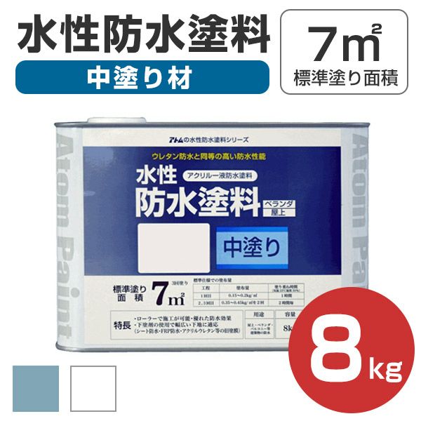 アトムハウスペイント　水性防水塗料　コンクリート・モルタル用　8m2用セット - 2