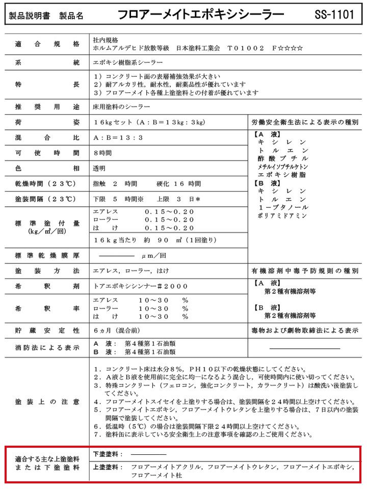 フロアーメイトエポキシシーラー 透明 16kgセット （フロアーメイト用シーラー）