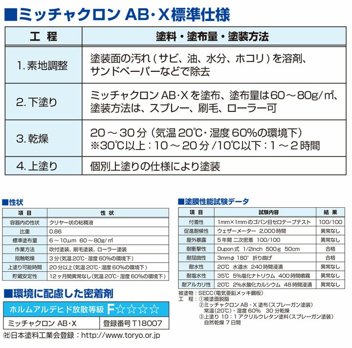 ミッチャクロンAB-X 3.7L(密着プライマー/密着剤/ 染めQテクノロジィ