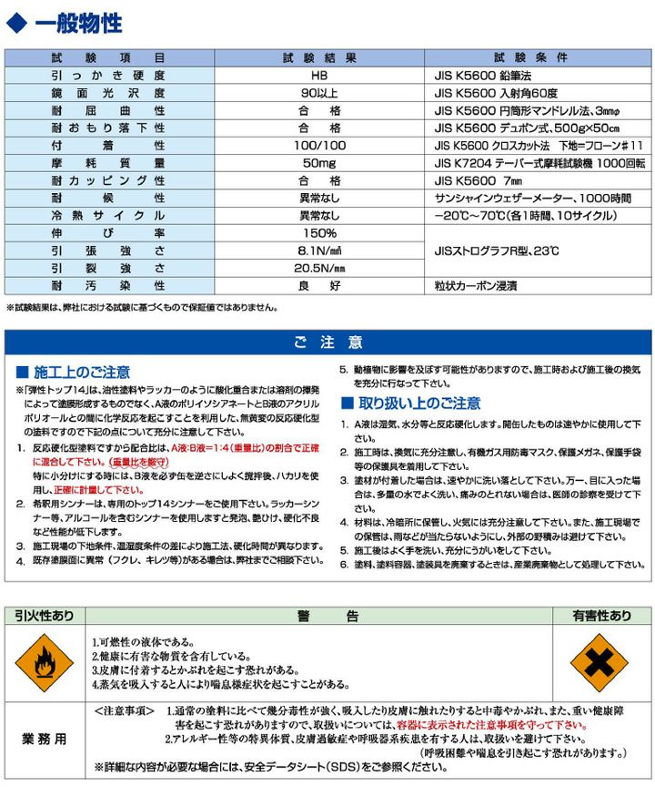 弾性トップ14 5kgセット （東日本塗料/カラーウレタン塗膜防水材トップコート/上塗り） | パジョリス