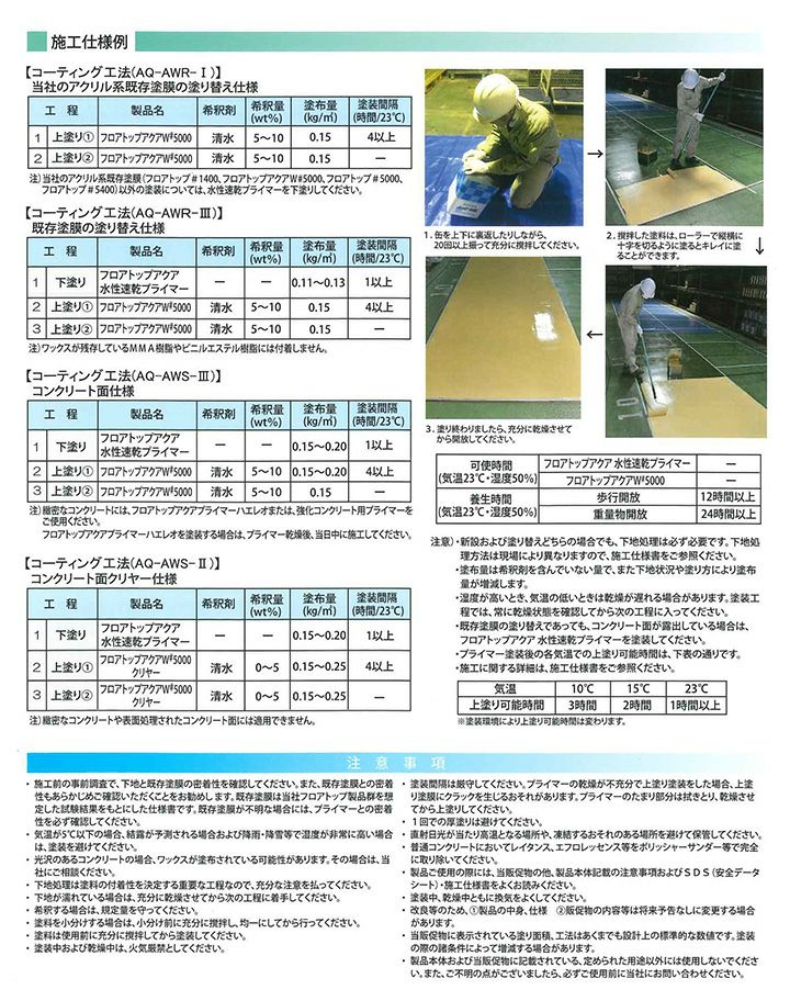 水性床用塗料,フロアトップアクア,W#5000,アトミクス,アクリル樹脂,工場事務所,倉庫通路,店舗