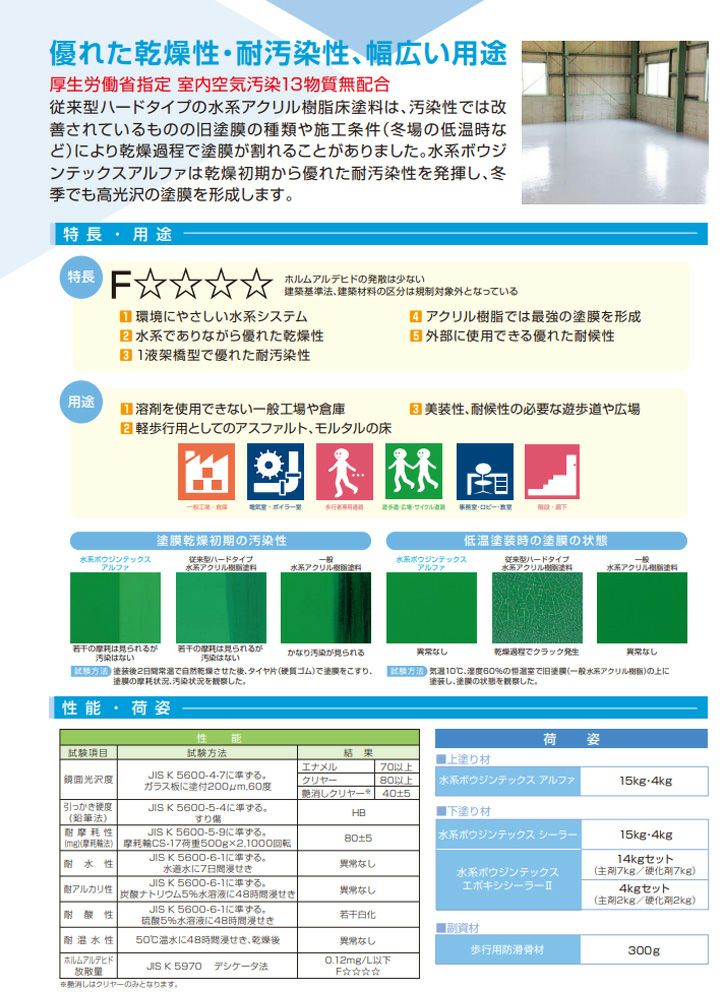 水系ボウジンテックス アルファ 15kg 水谷ペイント 水性 床塗料